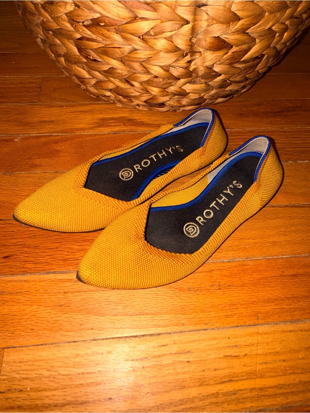 Rothy's Pointed Knit Flats in Mustard